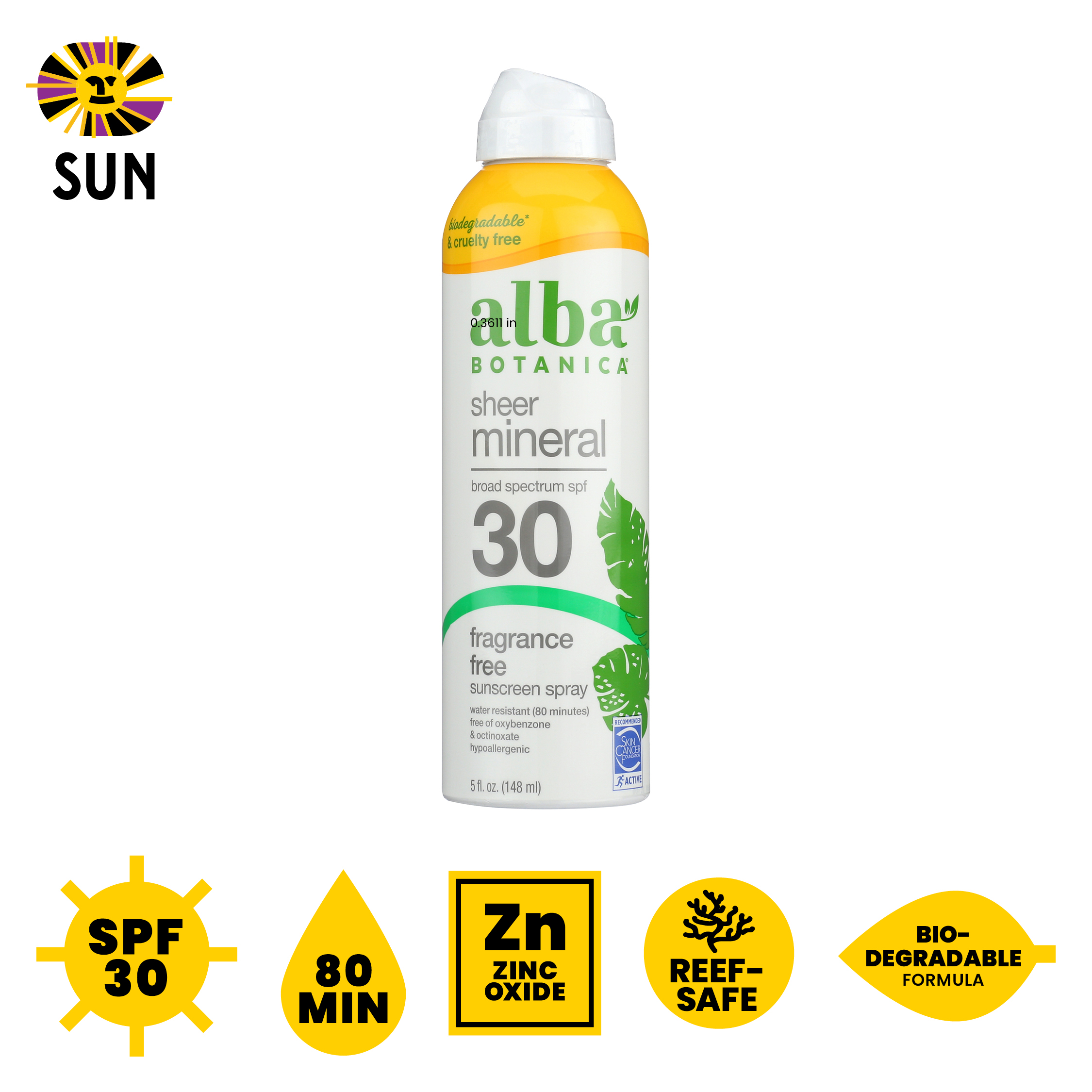 2406 SUN and BUG 1080s2026 sun bug 1080s Alba Botanica SPF 30 Sheer Mineral Sunscreen Spray Fragrance free