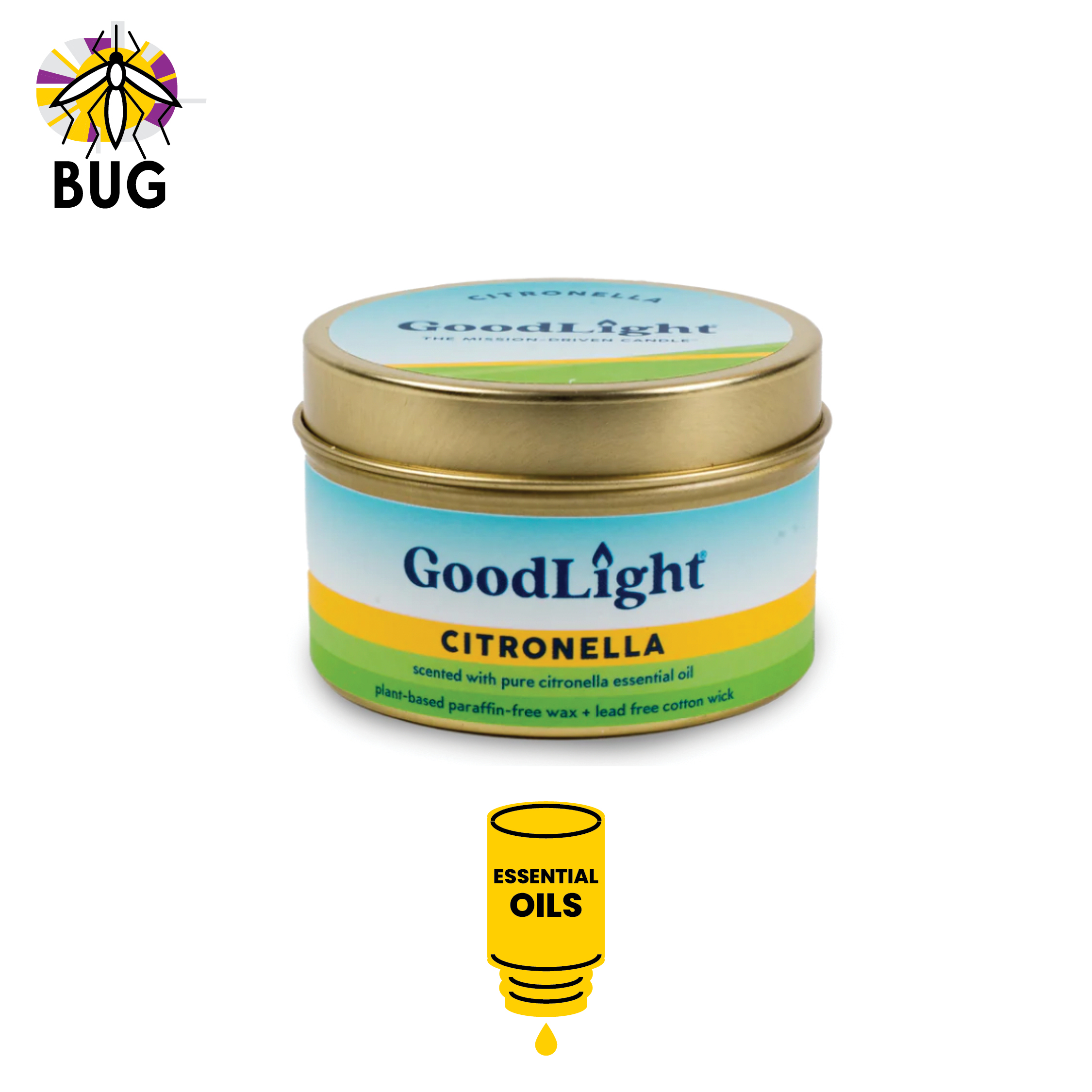 GoodLight Natural Candles Citronella Travel Tin Candle For outdoor use