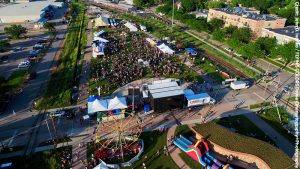 Aerial shot of Fete de Marquette 2019