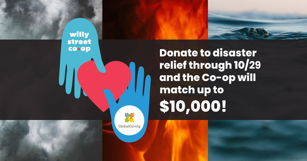 Donate to disaster relief through 10-29-22 and the Co-op will match up to $10k