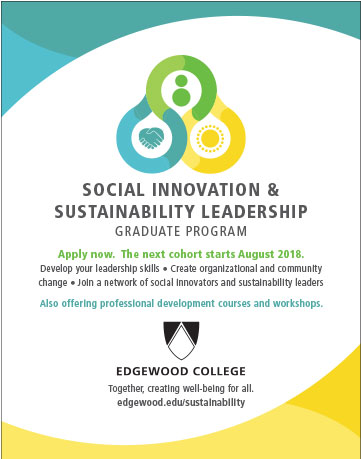 newspaper ad for the Social Innovation & Sustainability Leadership Graduate Program at Edgewood College