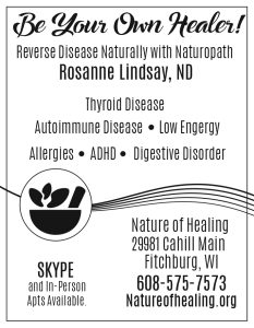 newspaper ad for Nature of Healing as first appearing in the January 2018 edition of the Willy Street Co-op Reader