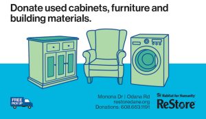 Donate used cabinets, furniture and building materials to ReStore restoredane.org