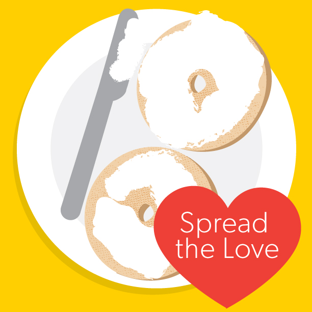 Spread the Love - illustration of bagels and cream cheese