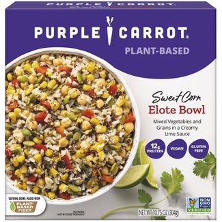 A box of Purple Carrot plant based sweet corn elote bowl