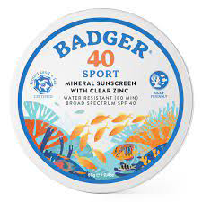 A container of Badger mineral sunscreen