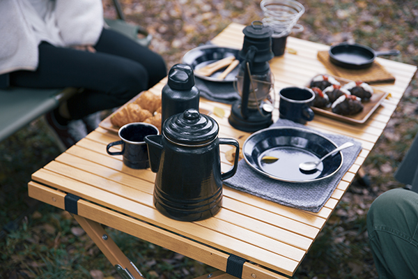 Women having lunch at a campsite