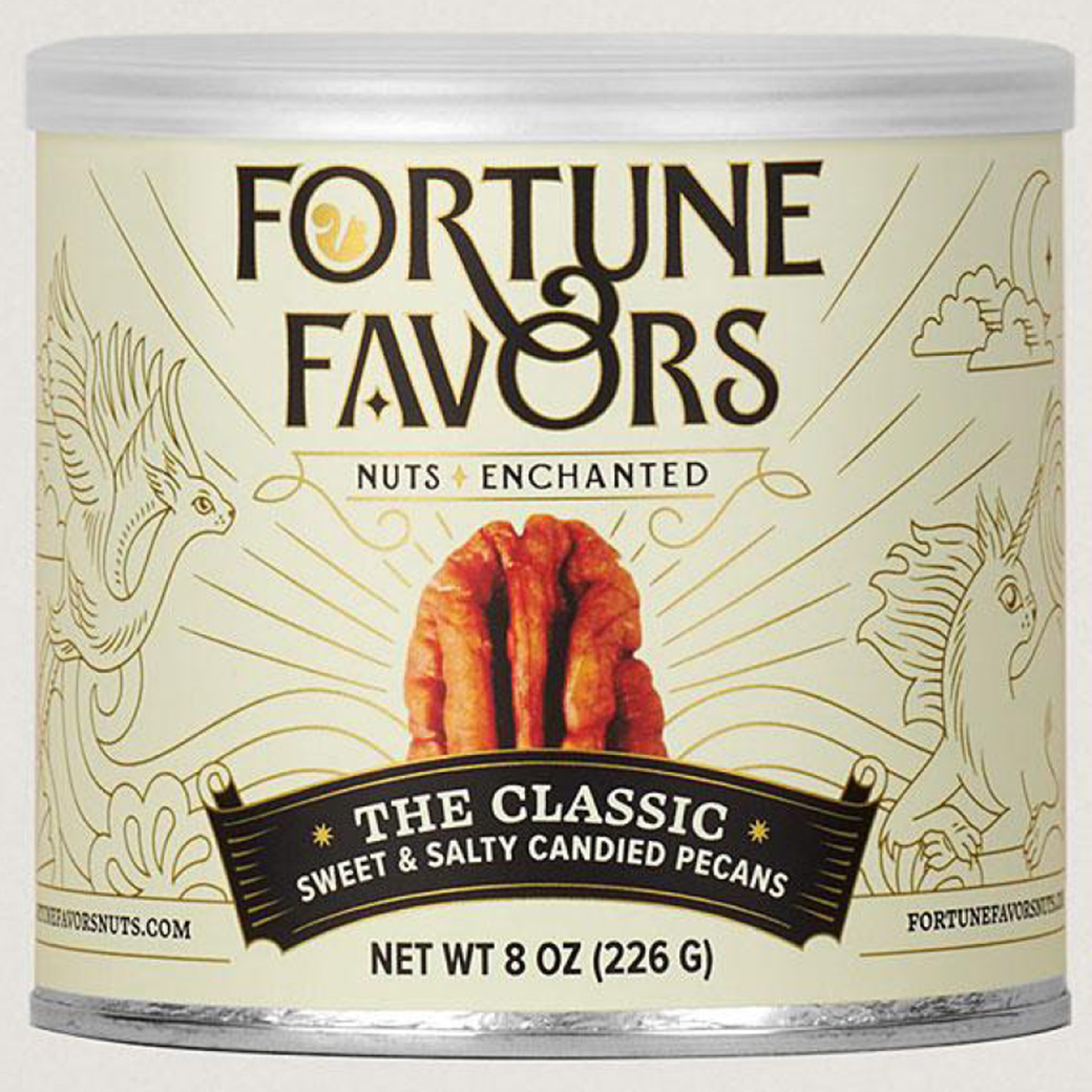 Can of Fortune Favors classic sweet & salty candied pecans