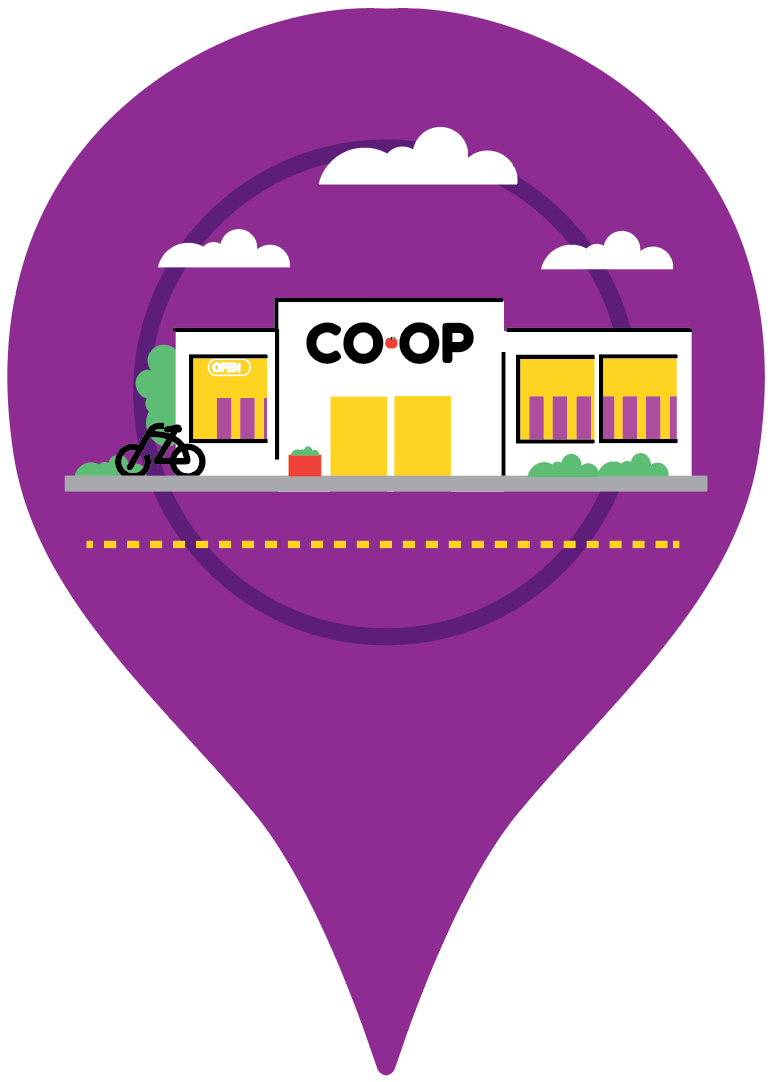 An illustration of the co-op on a location drop pin