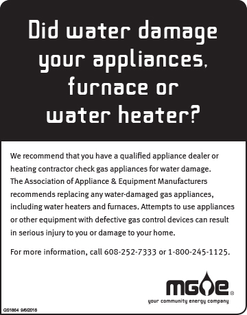 Did water damage your appliances, furnace or water heater? Call MGOE