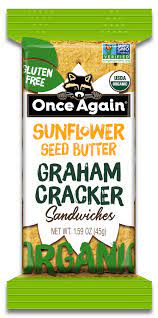 A package of Once Again sunflower seed butter graham cracker sandwiches