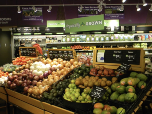 Fresh produce area of grocery store