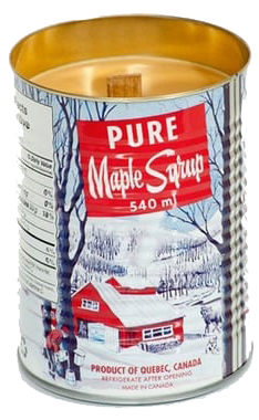 Can of maple syrup candle