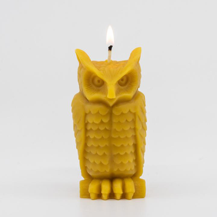 A candle shaped like an owl