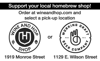 newpaper ad for Wine and Hop Shop with two pick up locations - Wine and Hop Shop and Working Draft Beer Company.