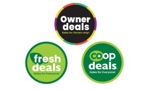 promotional program icons: owner deals, fresh deals, co-op deals