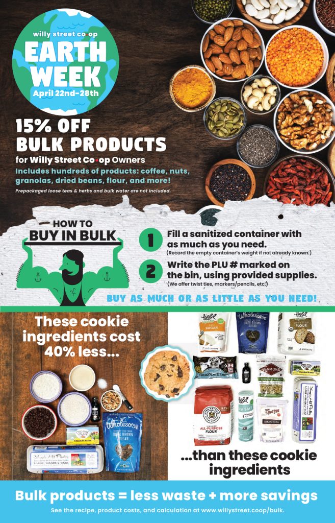 15% Off Bulk Products at Willy Street Co-op During Earth Week April 22 to April 28